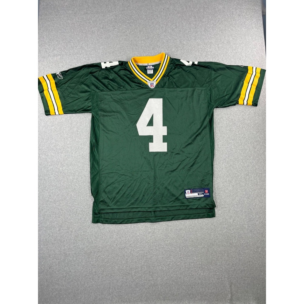 Vintage Green Bay Football Jersey Mens XL Green Mesh Brett Farve #4 Reebok 90s